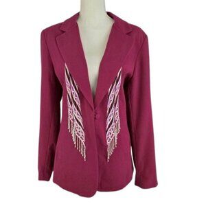 Women’s Beaded Fringe Blazer Statement Jacket Size L